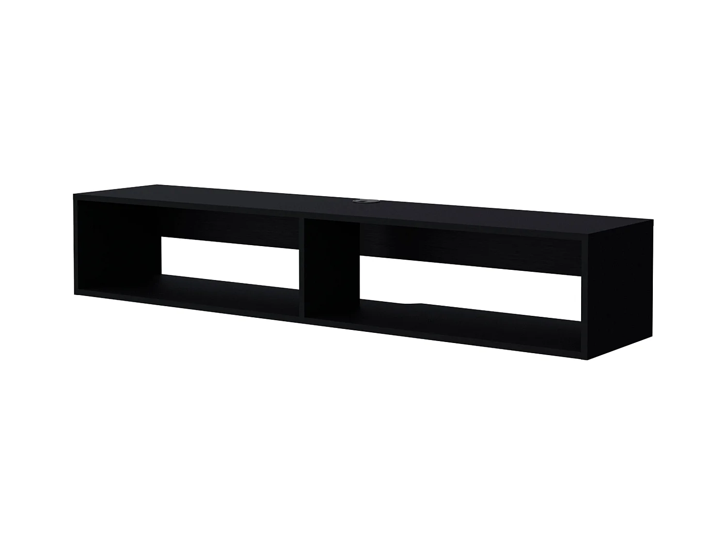 TUHOME Estante Flotante Central para Medios en Melamina con Dos Estantes, Negro