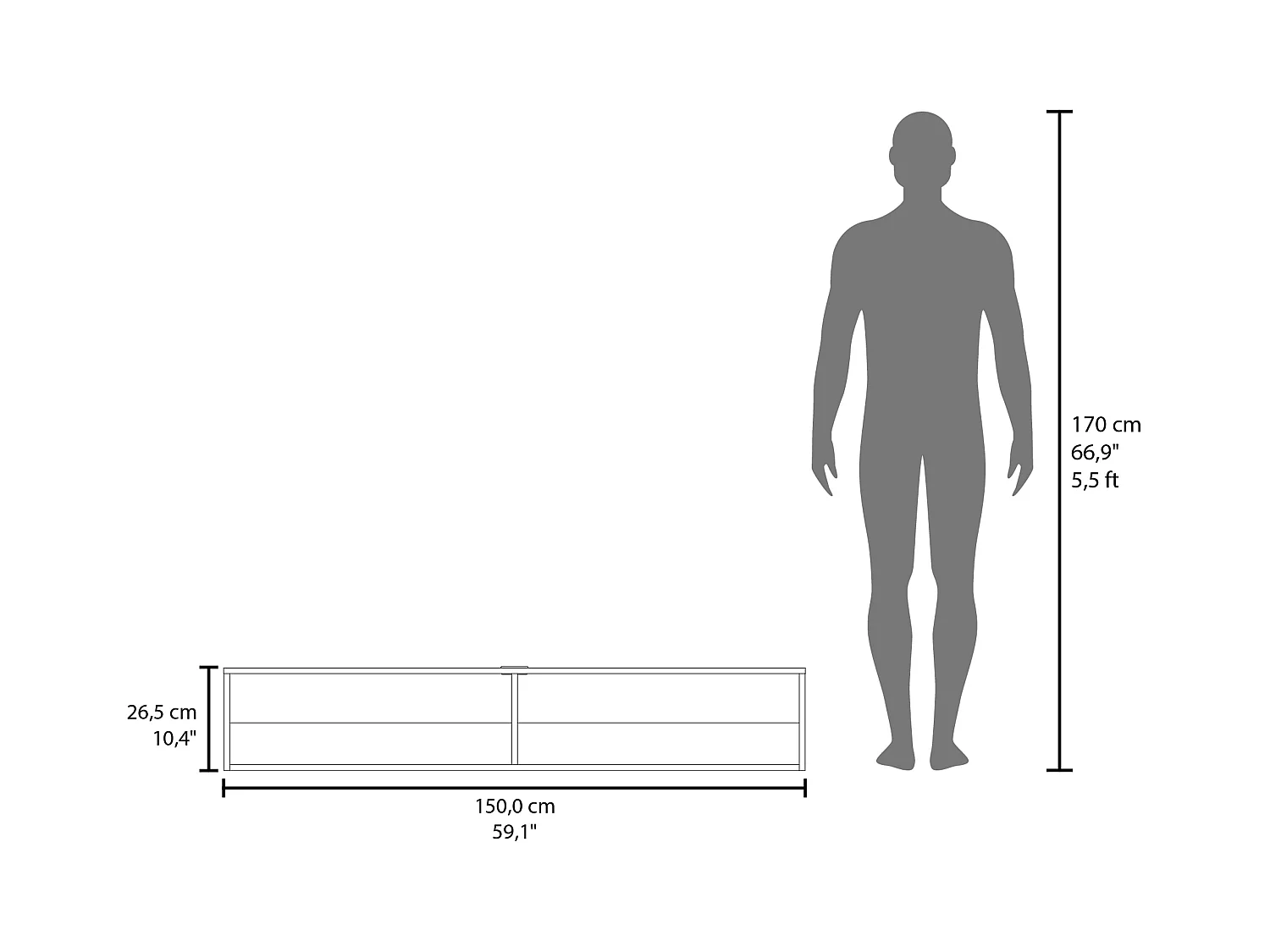 TUHOME Estante Flotante Central para Medios en Melamina con Dos Estantes, Negro