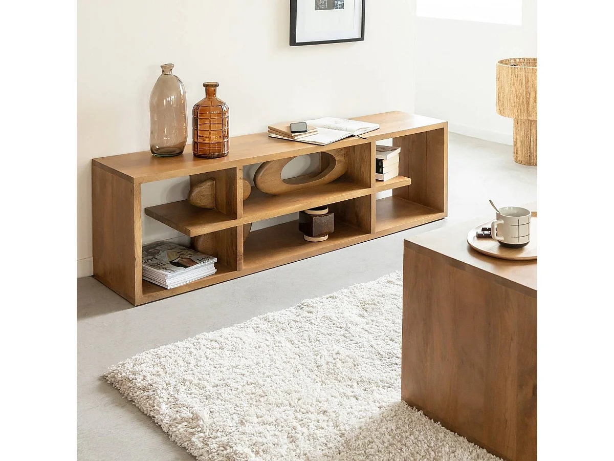 Meuble TV design en bois de manguier Alwen