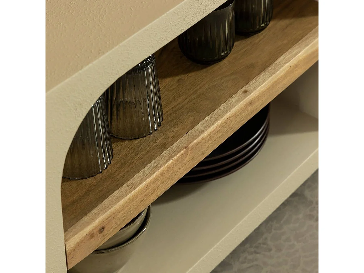 Meuble TV avec étagères en bois effet béton et bois recyclé Dalva