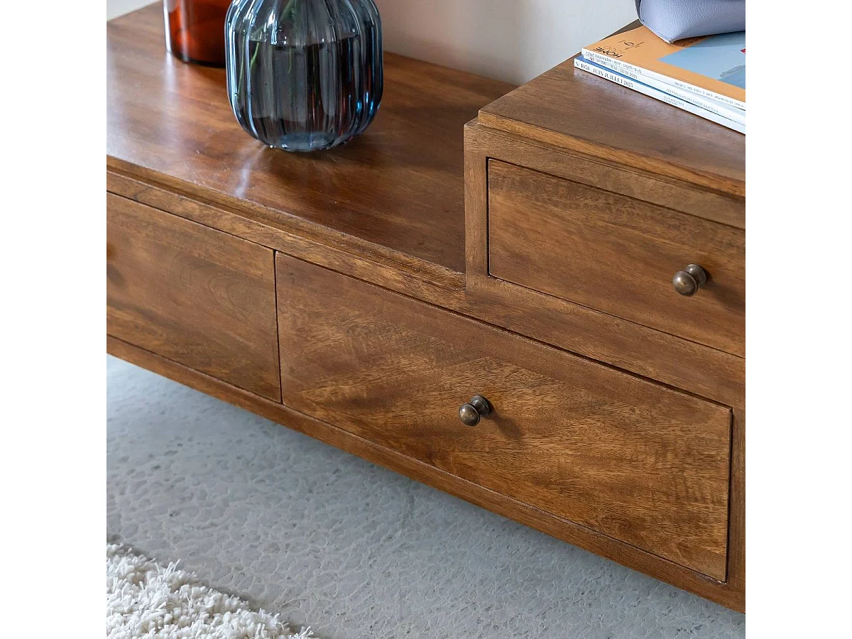 Mueble de TV de 3 cajones en madera de mango Remick