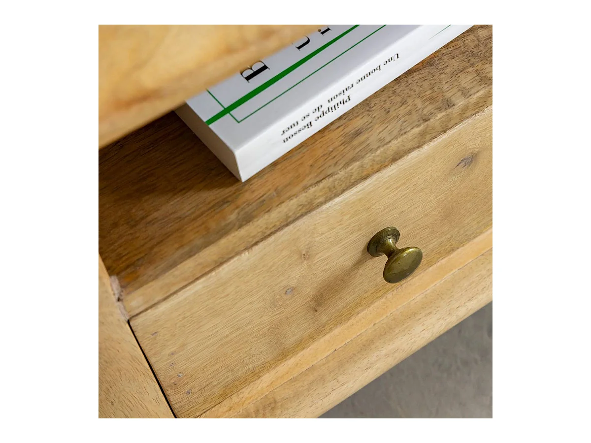 Petit meuble TV arrondi en bois de manguier Maëva