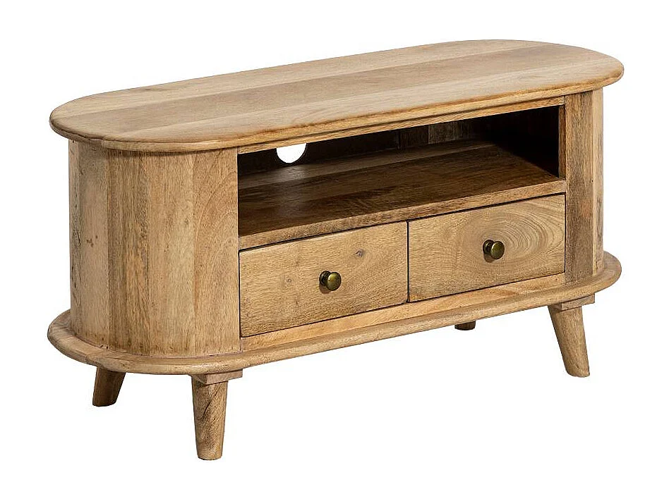 Petit meuble TV arrondi en bois de manguier Maëva