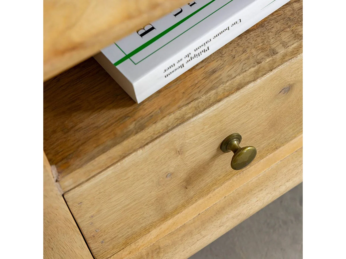 Petit meuble TV arrondi en bois de manguier Maëva