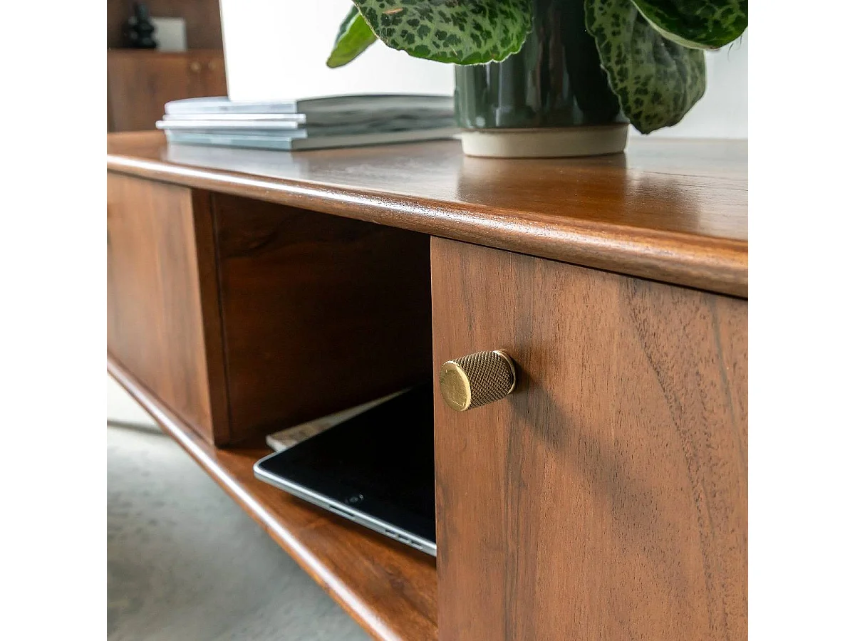 Meuble TV 3 portes en bois d'acacia Emiel