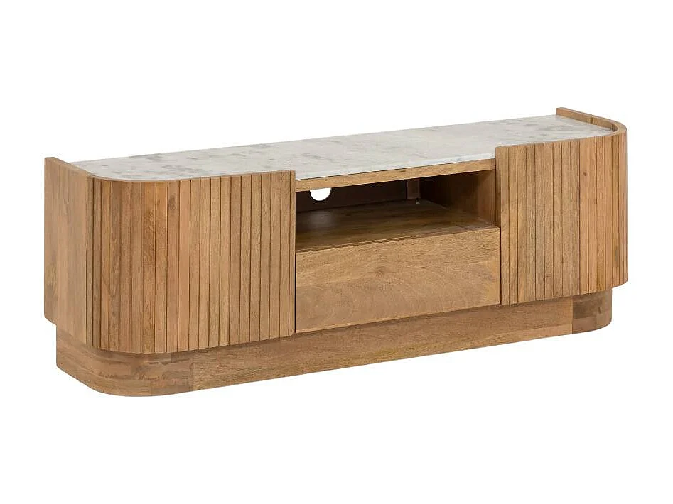 Meuble TV en bois de manguier et marbre Adler