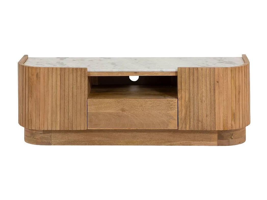 Meuble TV en bois de manguier et marbre Adler