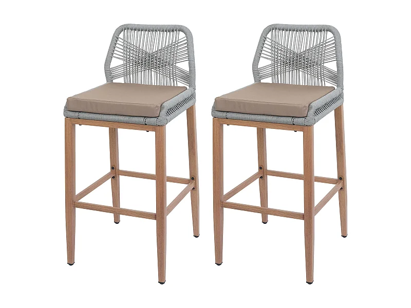 Banco de bar MCW-O21 (conjunto de 2),  cinzento claro, almofada taupe