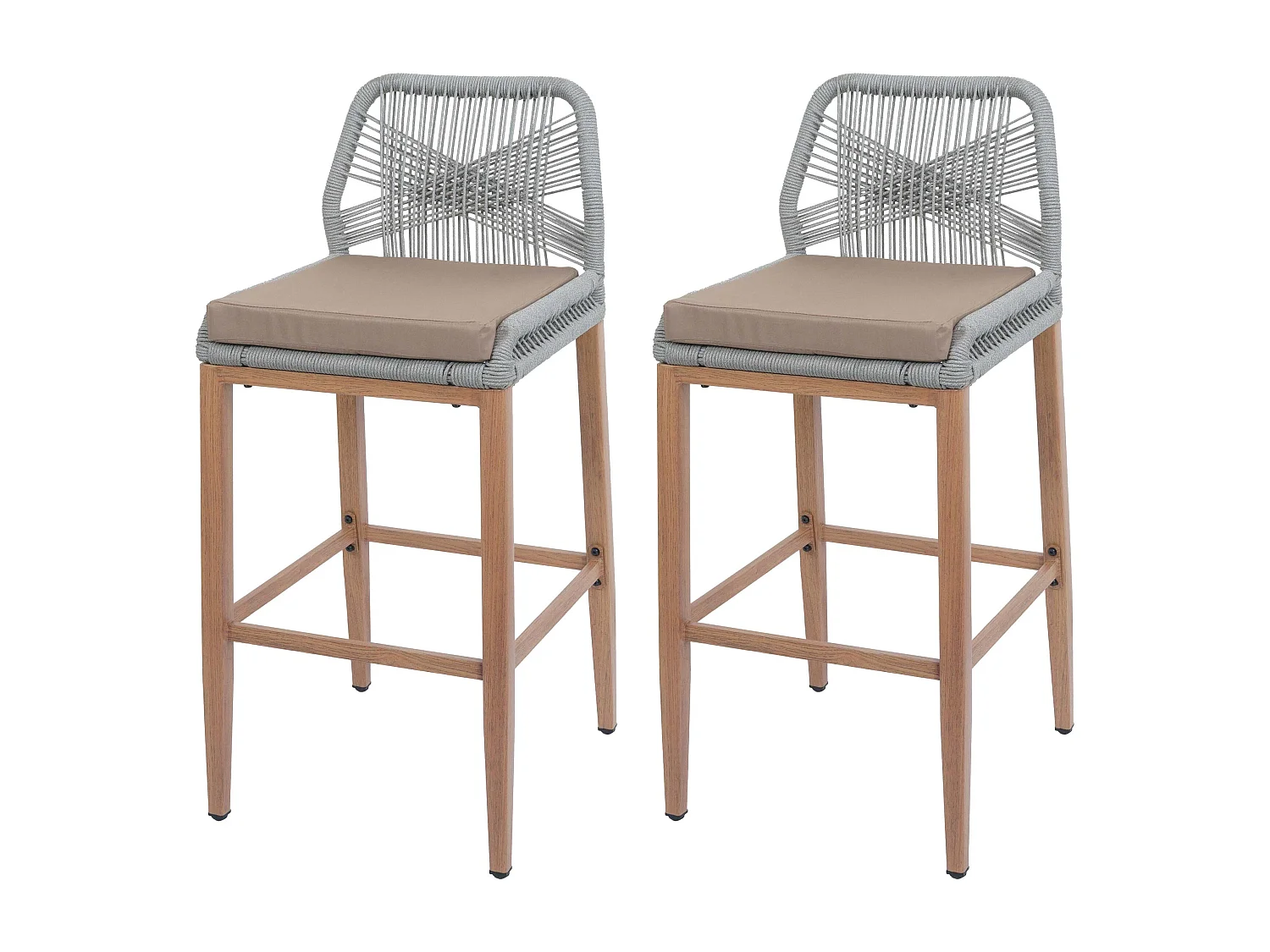 Barhocker MCW-O21 (2er-Set), Hellgrau, Kissen taupe