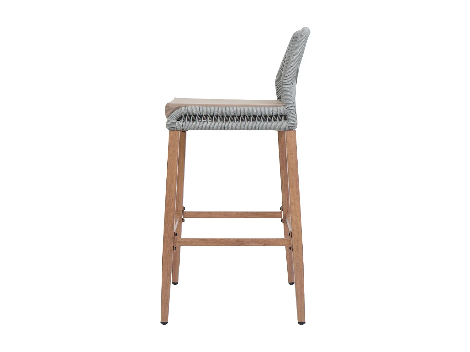 Tabouret de bar MCW-O21 (lot de 2),  gris clair, coussin taupe