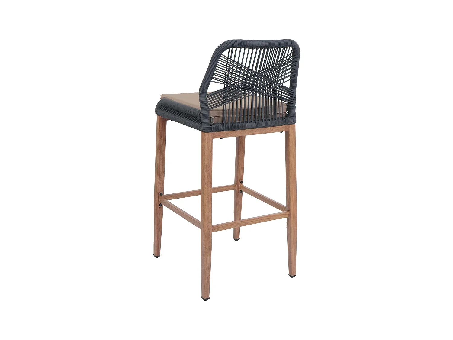 Tabouret de bar MCW-O21 (lot de 2),  anthracite, coussin taupe