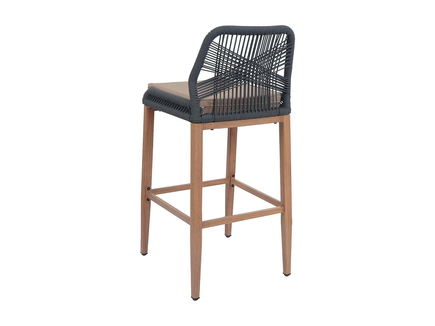 Tabouret de bar MCW-O21 (lot de 2),  anthracite, coussin taupe