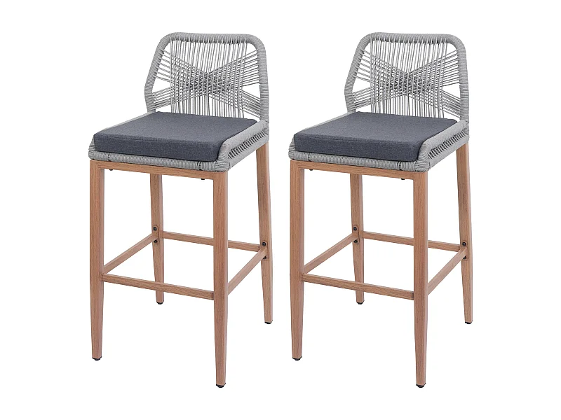 Stołek barowy MCW-O21 (zestaw 2 szt.),  jasnoszary, poduszka ciemnoszara