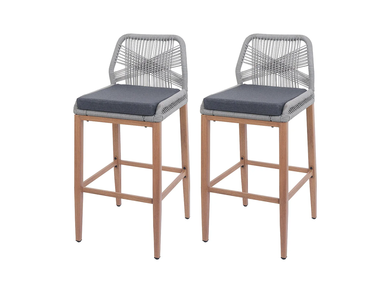 Barhocker MCW-O21 (2er-Set), Hellgrau, Kissen dunkelgrau