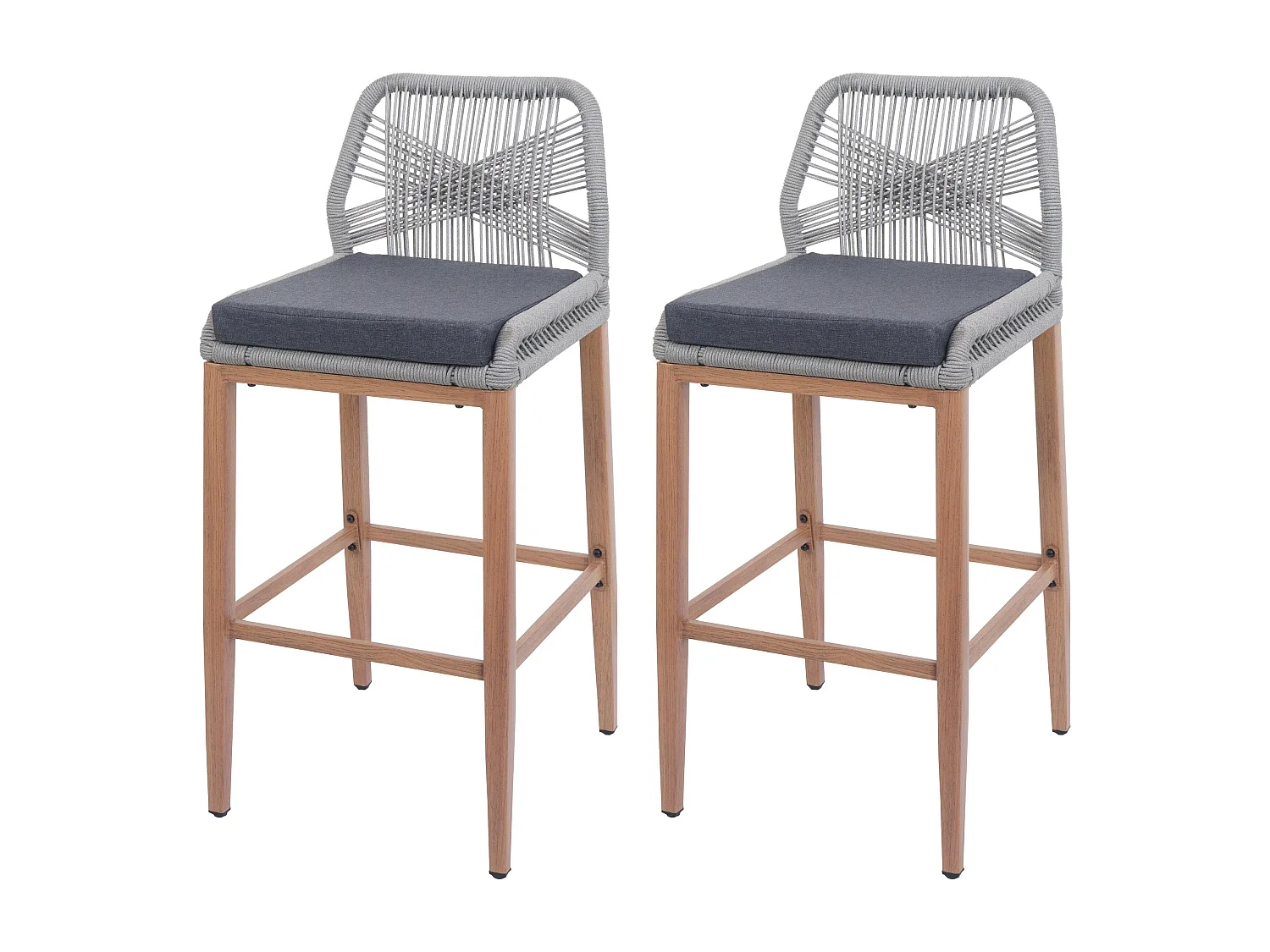 Barkruk MCW-O21 (set van 2),  lichtgrijs, donkergrijs kussen