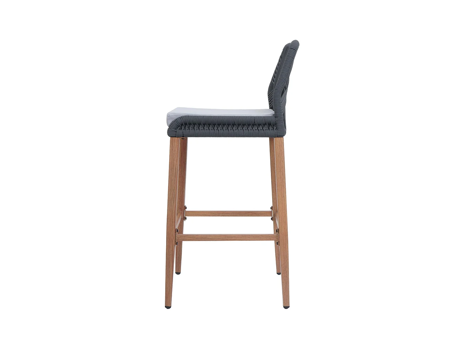 Tabouret de bar MCW-O21 (lot de 2),  anthracite, coussin gris clair