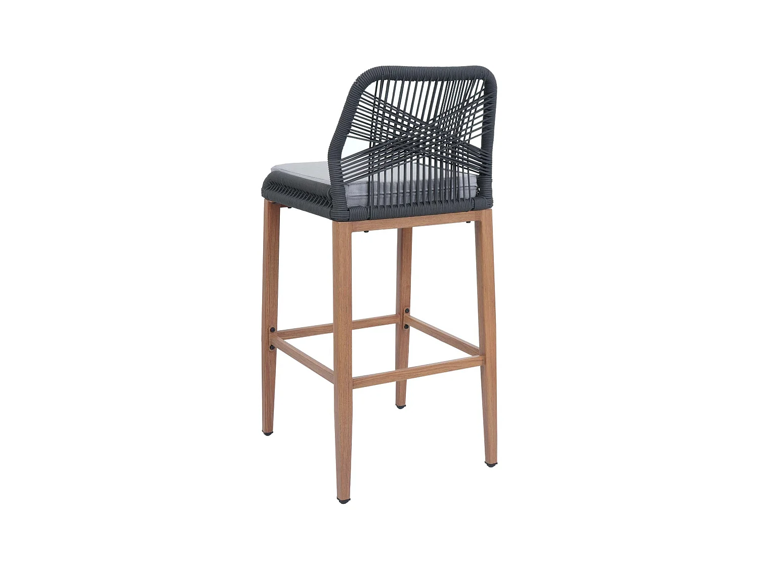 Tabouret de bar MCW-O21 (lot de 2),  anthracite, coussin gris clair