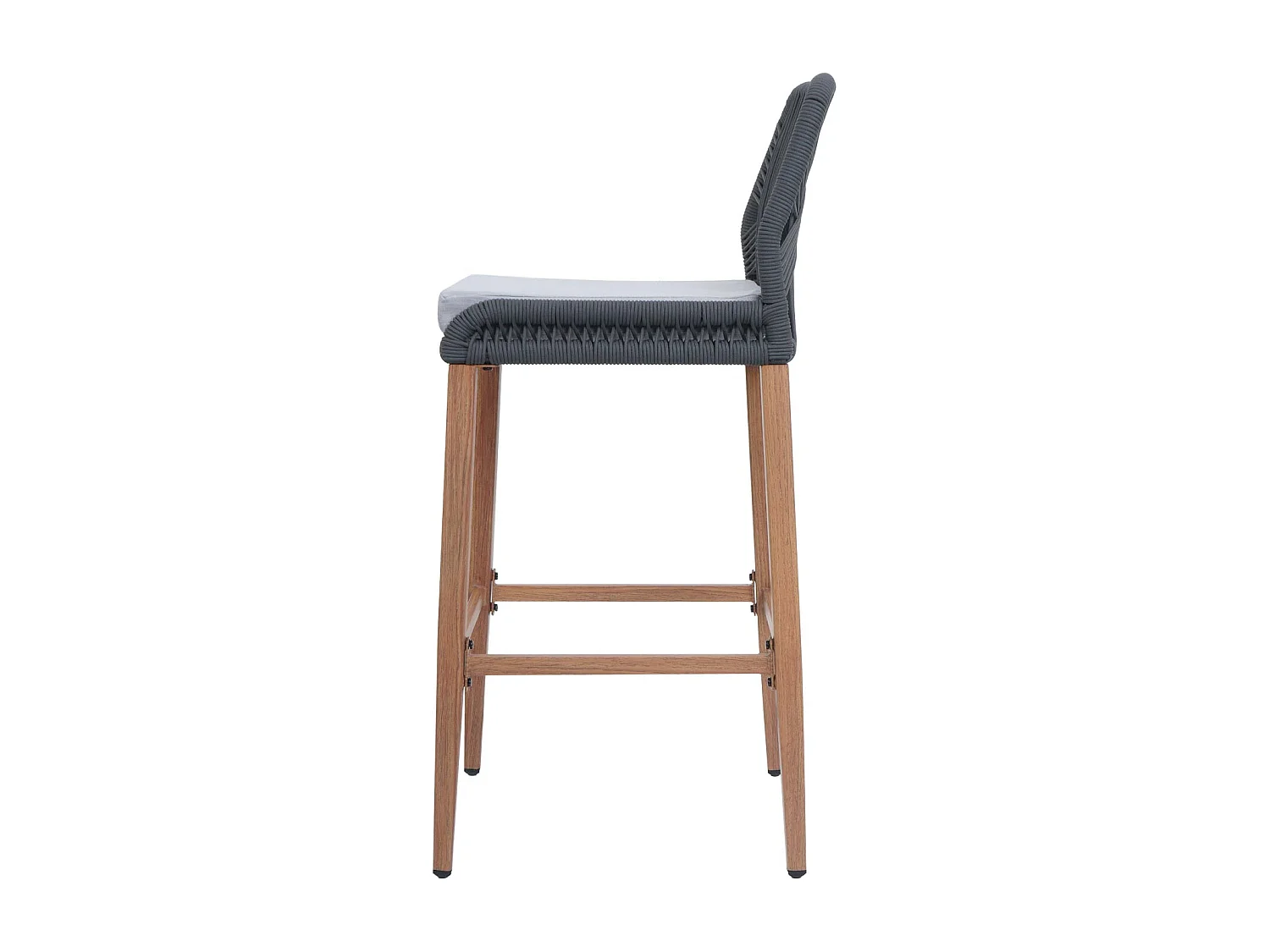 Tabouret de bar MCW-O21 (lot de 2),  anthracite, coussin gris clair