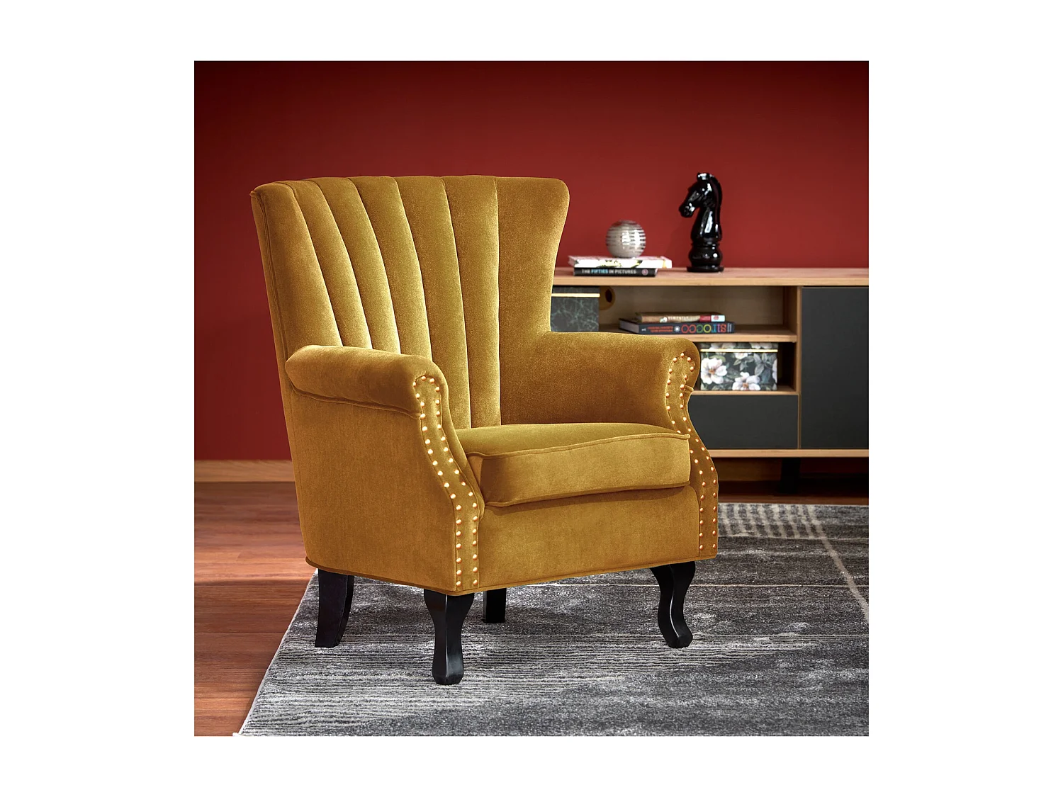 Fauteuil relax titane/revêtement en tissu velours/jaune