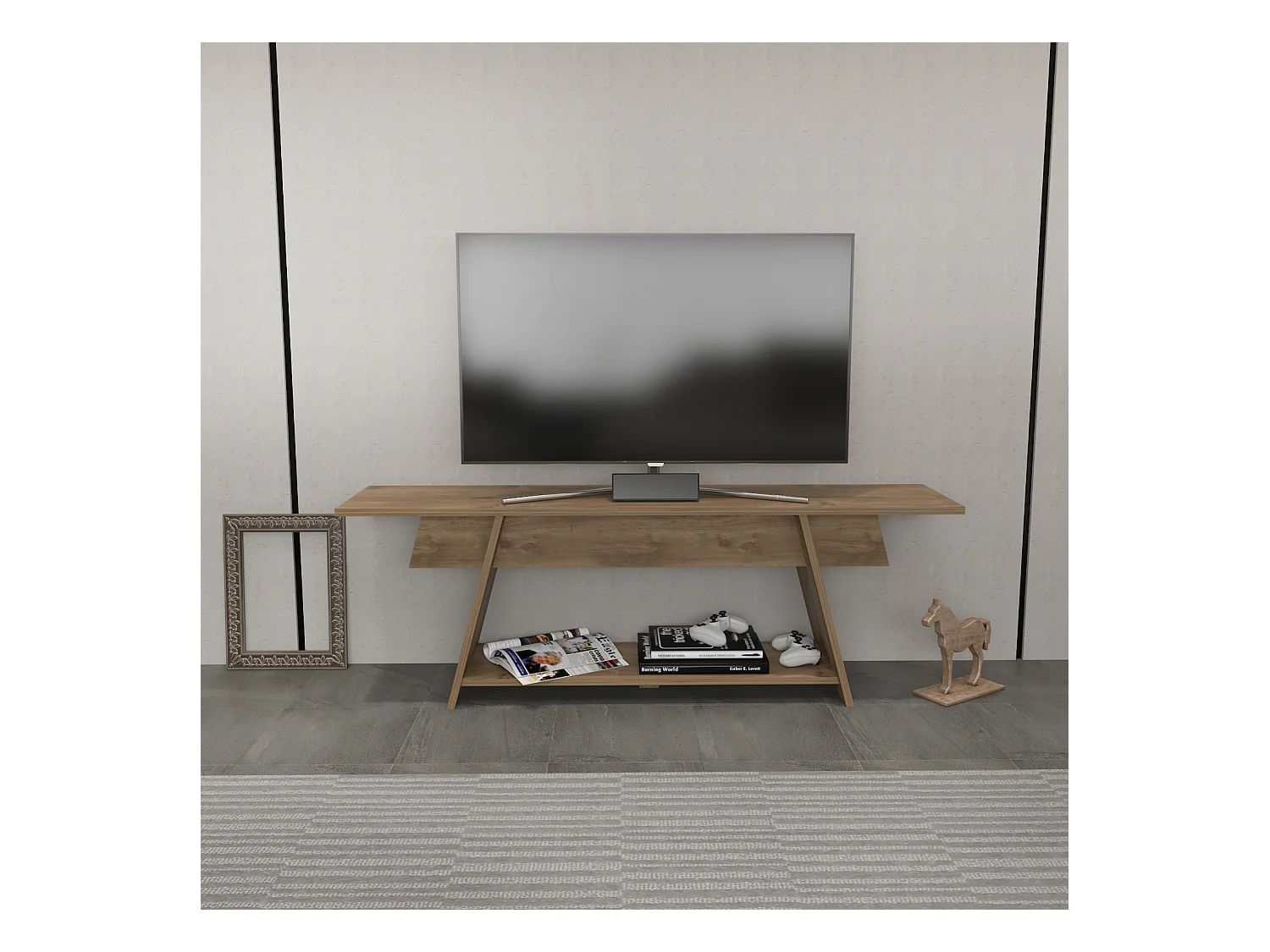Meuble TV Lanca 120 cm Design Scandinavien, Simple et Chic