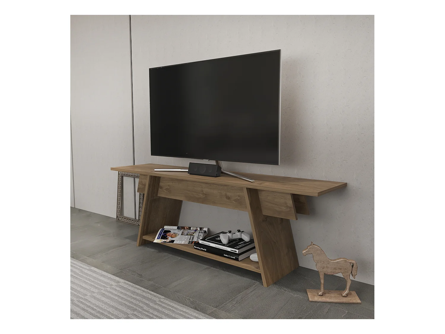 Meuble TV Lanca 120 cm Design Scandinavien, Simple et Chic