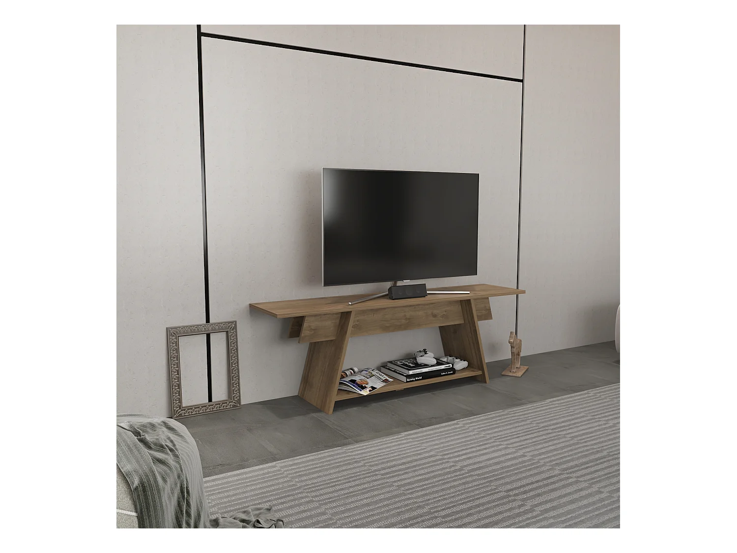 Meuble TV Lanca 120 cm Design Scandinavien, Simple et Chic