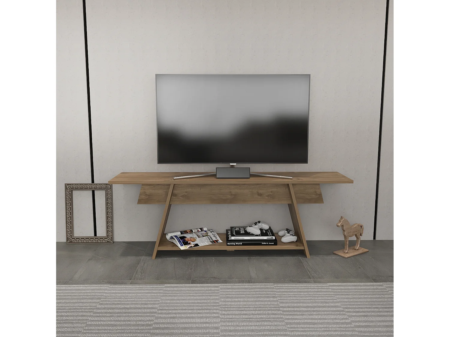 Meuble TV Lanca 120 cm Design Scandinavien, Simple et Chic