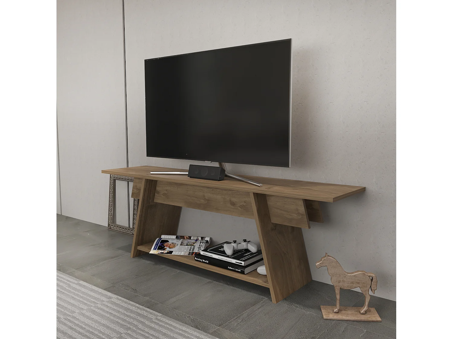Meuble TV Lanca 120 cm Design Scandinavien, Simple et Chic