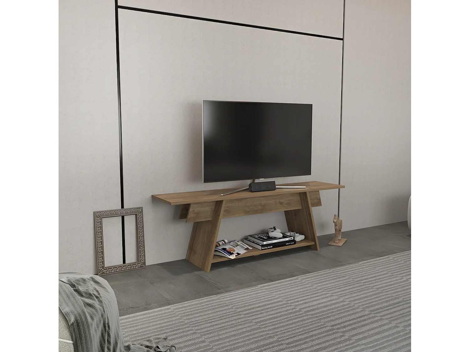 Meuble TV Lanca 120 cm Design Scandinavien, Simple et Chic