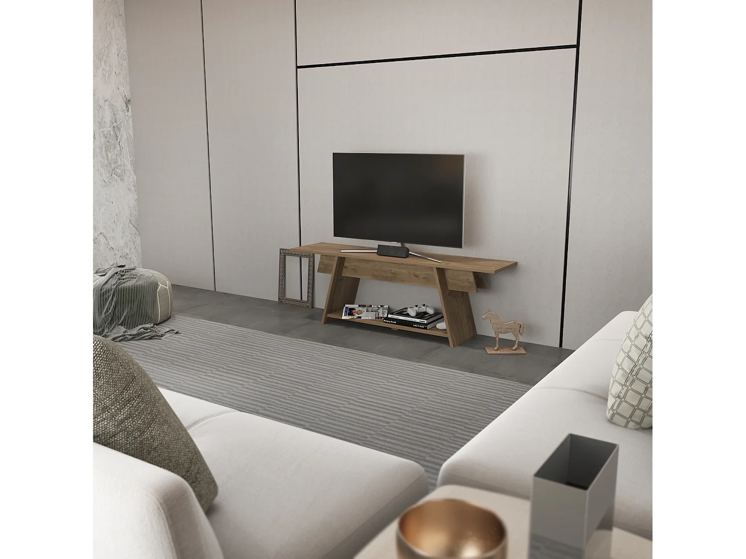 Meuble TV Lanca 120 cm Design Scandinavien, Simple et Chic