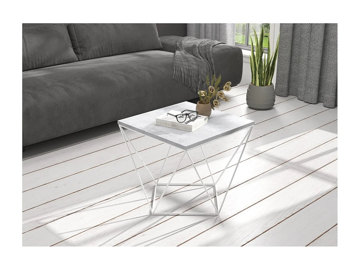 Table basse Dana / Bois et métal / Blanc&Gris