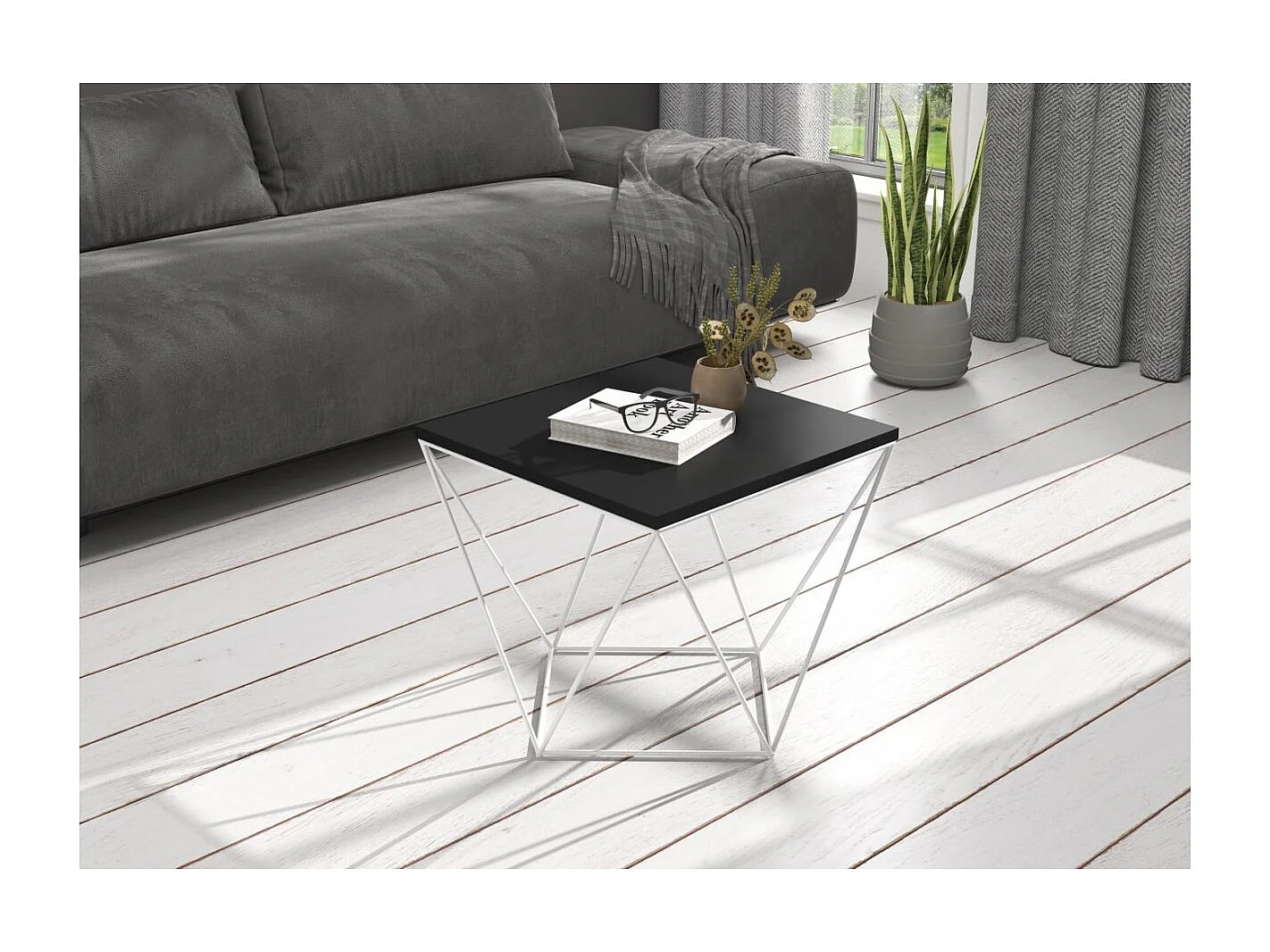 Table basse Dana / Bois et métal / Blanc&Noir