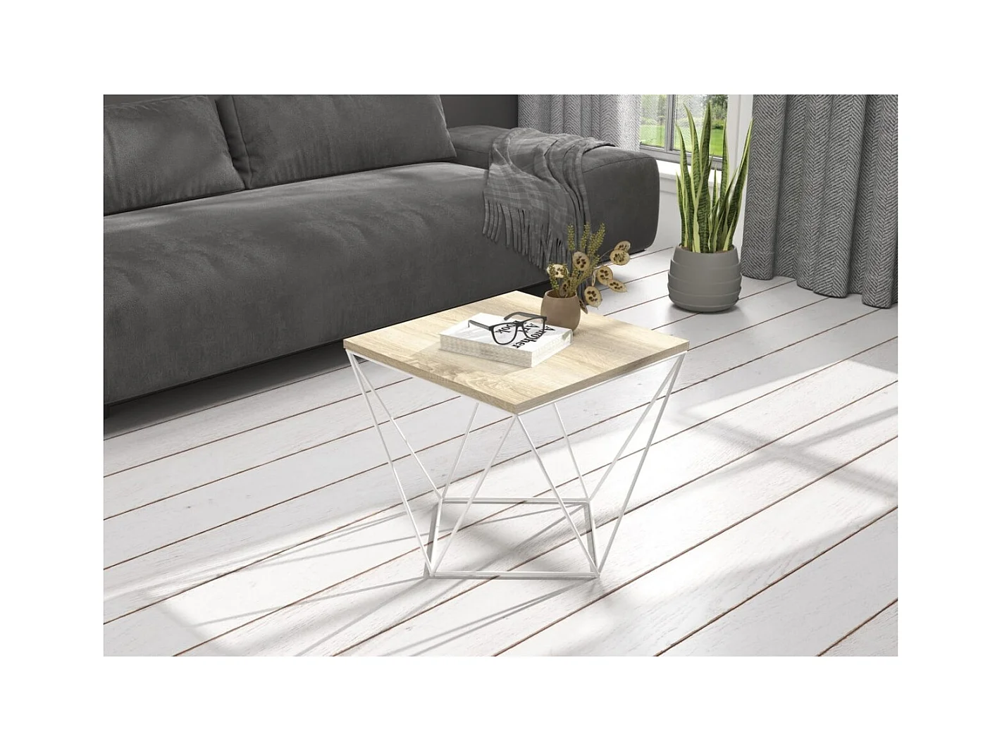 Table basse Dana / Bois et métal / Blanc&Sonoma