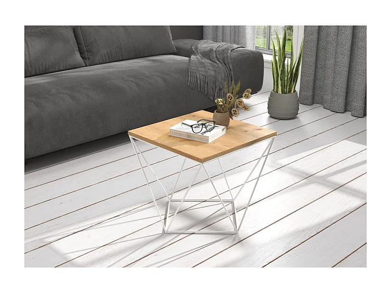 Table basse Dana / Bois et métal /Blanc&Marron