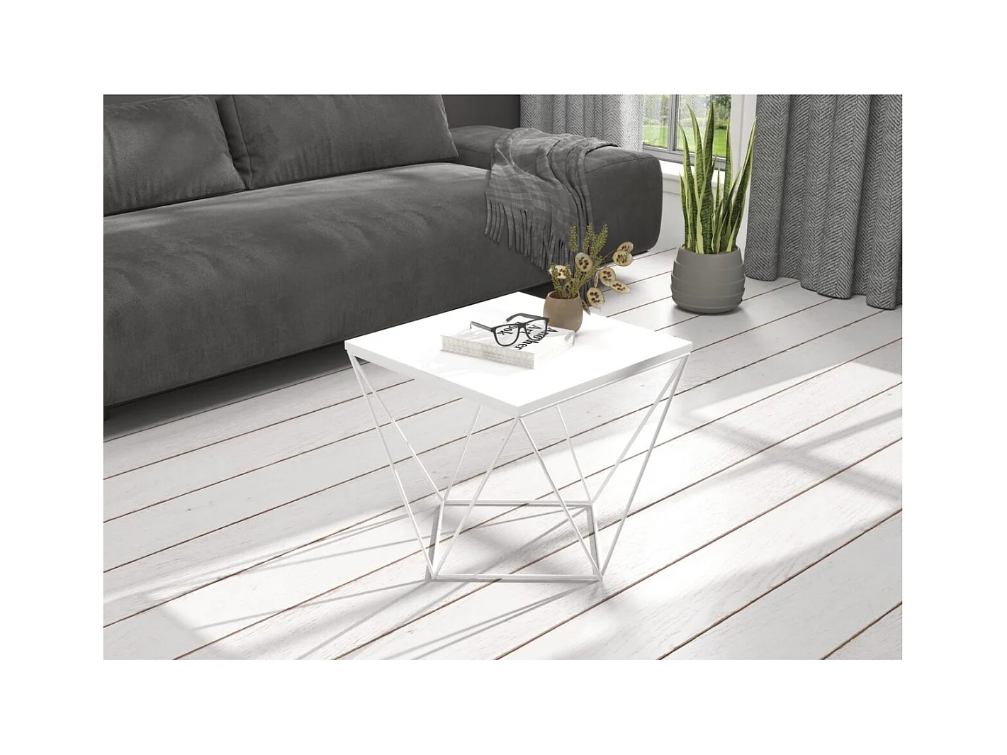 Table basse Dana / Bois et métal / Blanc