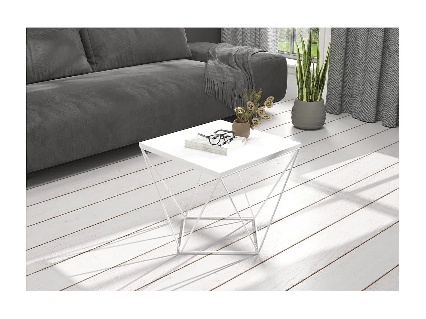 Table basse Dana / Bois et métal / Blanc