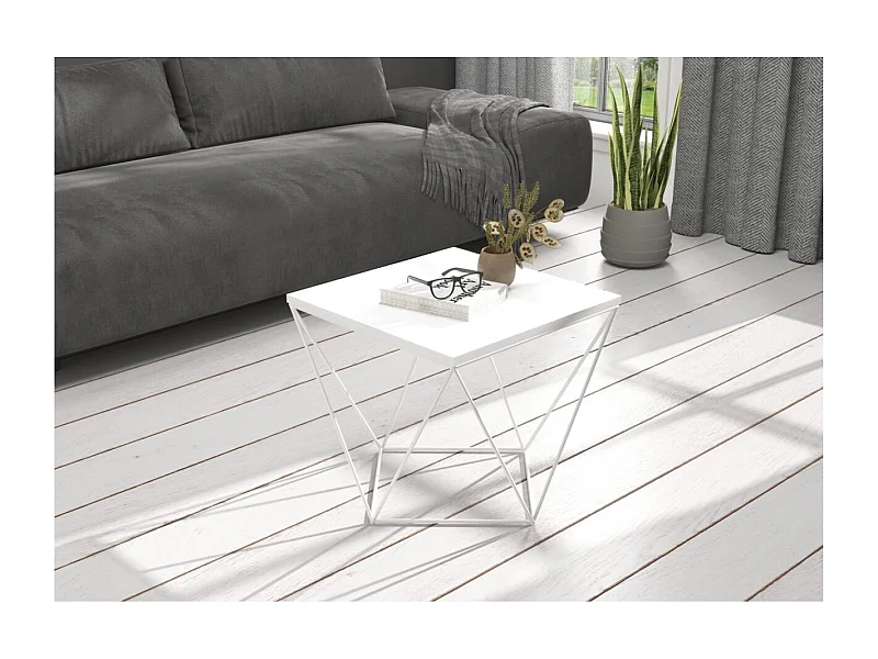 Table basse Dana / Bois et métal / Blanc