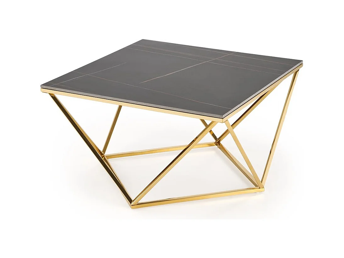 Table basse Felicia / acier fritté et inoxydable / noir et or