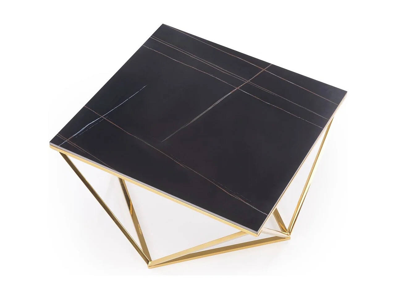 Table basse Felicia / acier fritté et inoxydable / noir et or