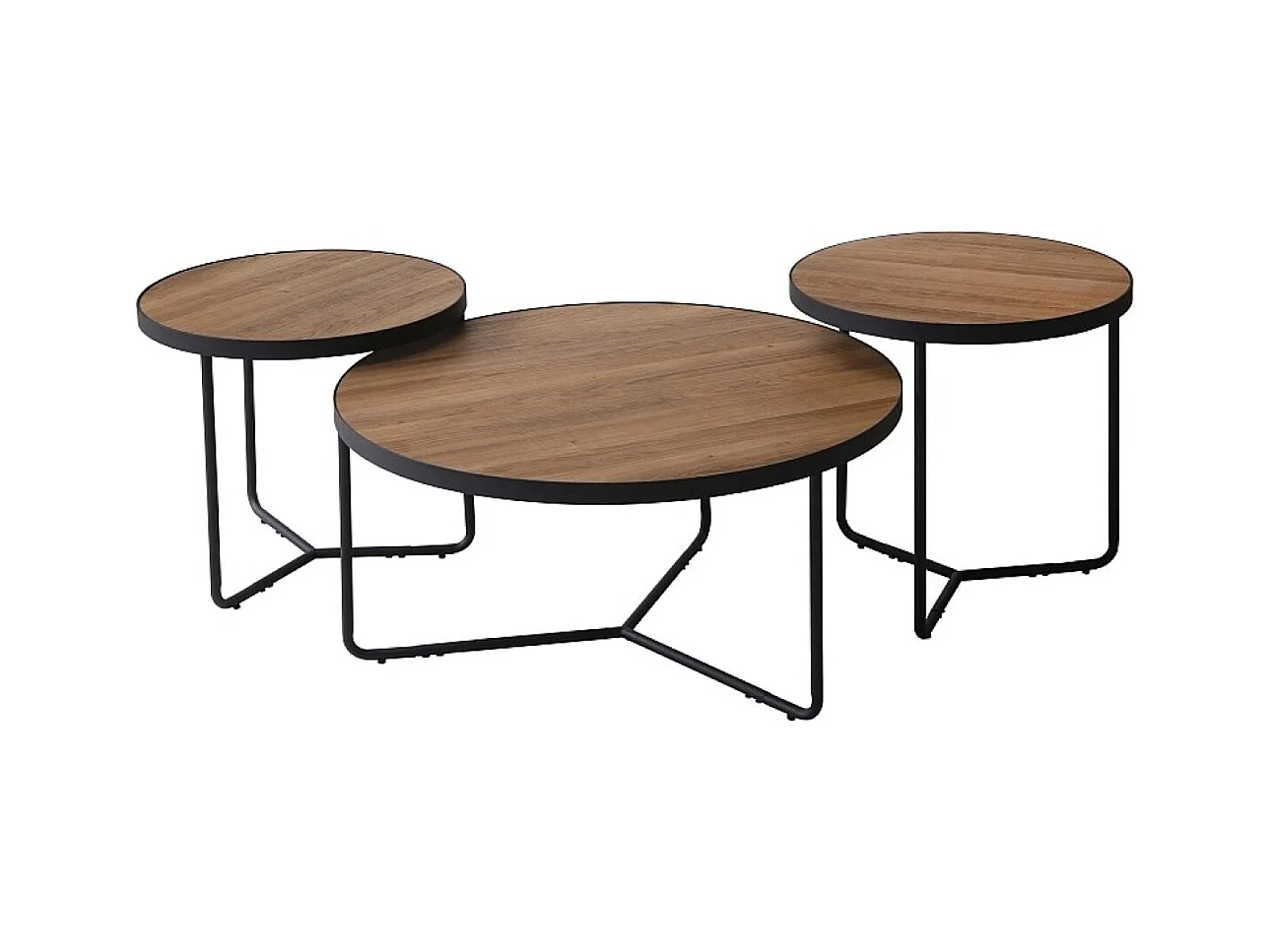 Couchtisch Demeter-Set/MDF&Furnier/Metall/Braun&Schwarz