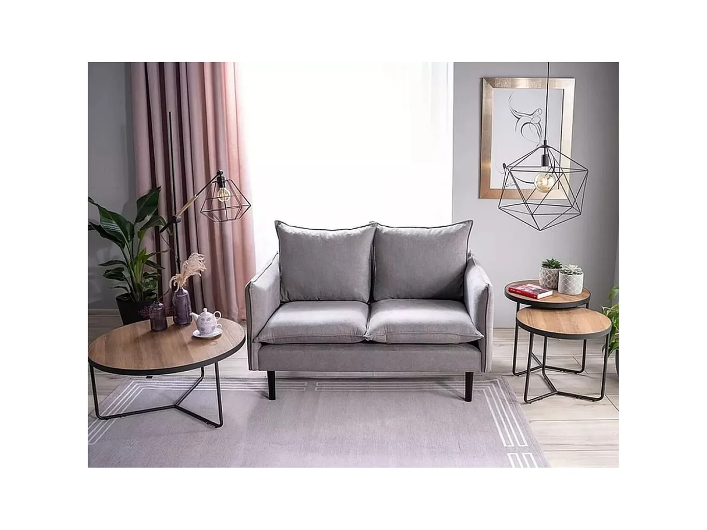 Couchtisch Demeter-Set/MDF&Furnier/Metall/Braun&Schwarz