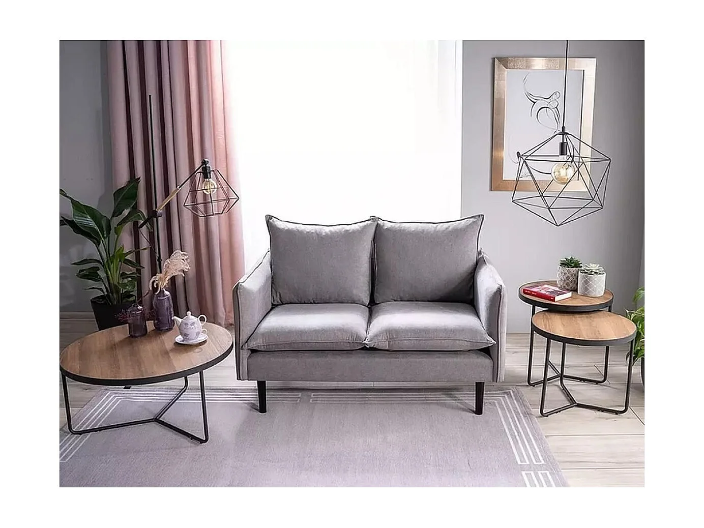 Couchtisch Demeter-Set/MDF&Furnier/Metall/Braun&Schwarz