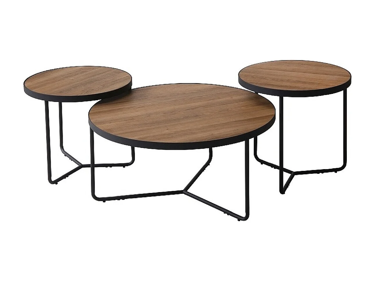 Couchtisch Demeter-Set/MDF&Furnier/Metall/Braun&Schwarz
