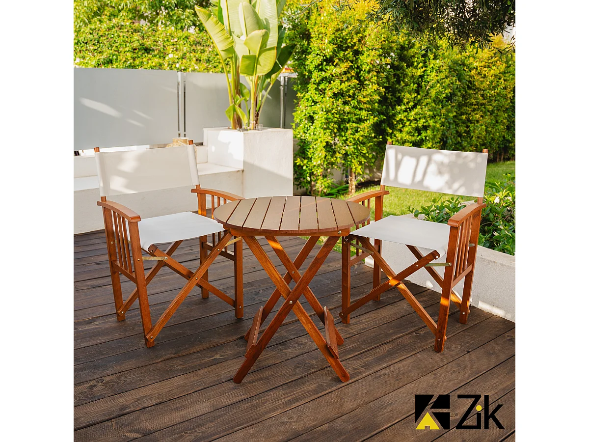 Set 2 Sedie da Giardino Esterno, Poltrone Regista Pieghevoli con Braccioli, in Legno e Poliestere, Design Moderno Outdoor 55x48x86