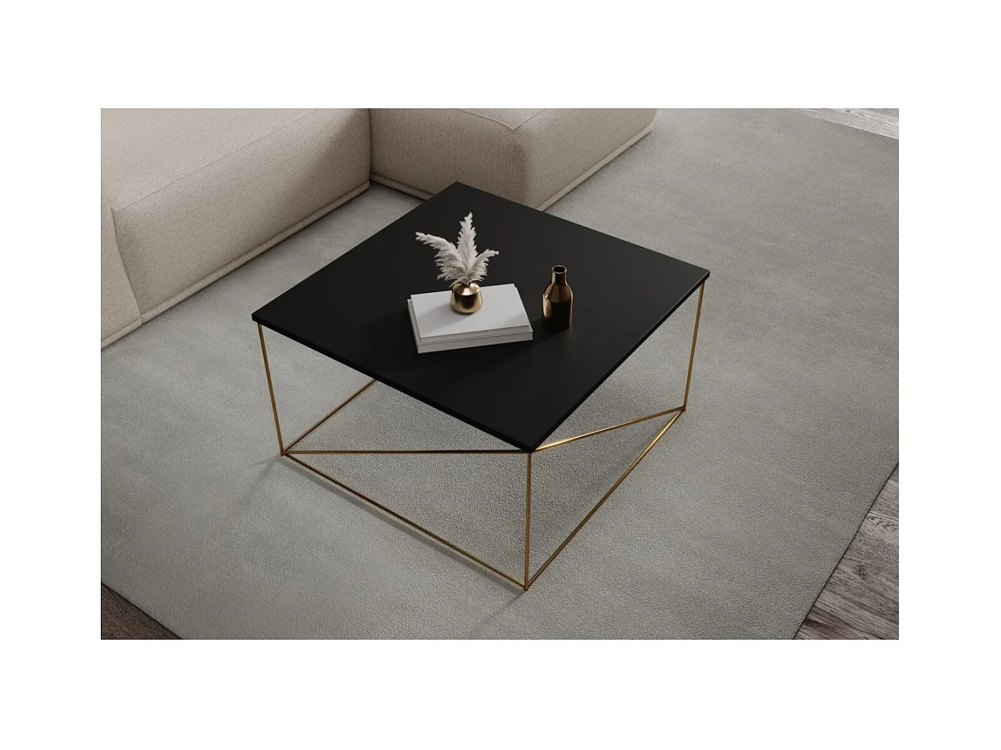 Table basse Elia Premium/Contreplaqué et métal/Or&noir