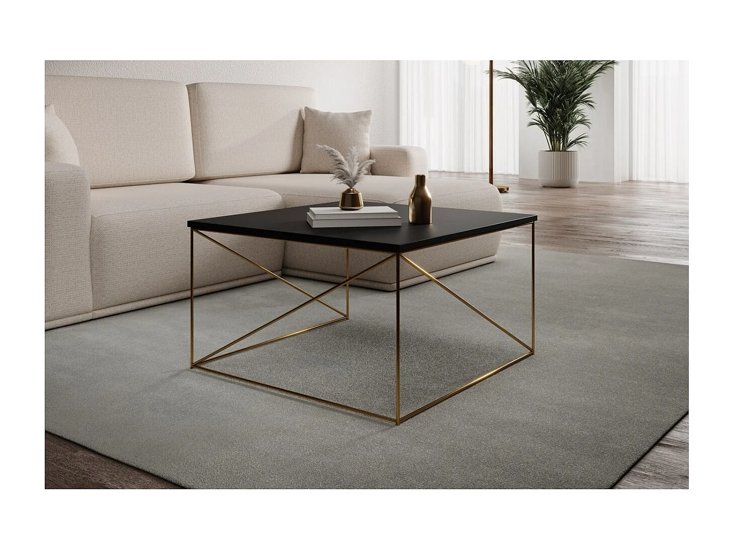 Table basse Elia Premium/Contreplaqué et métal/Or&noir