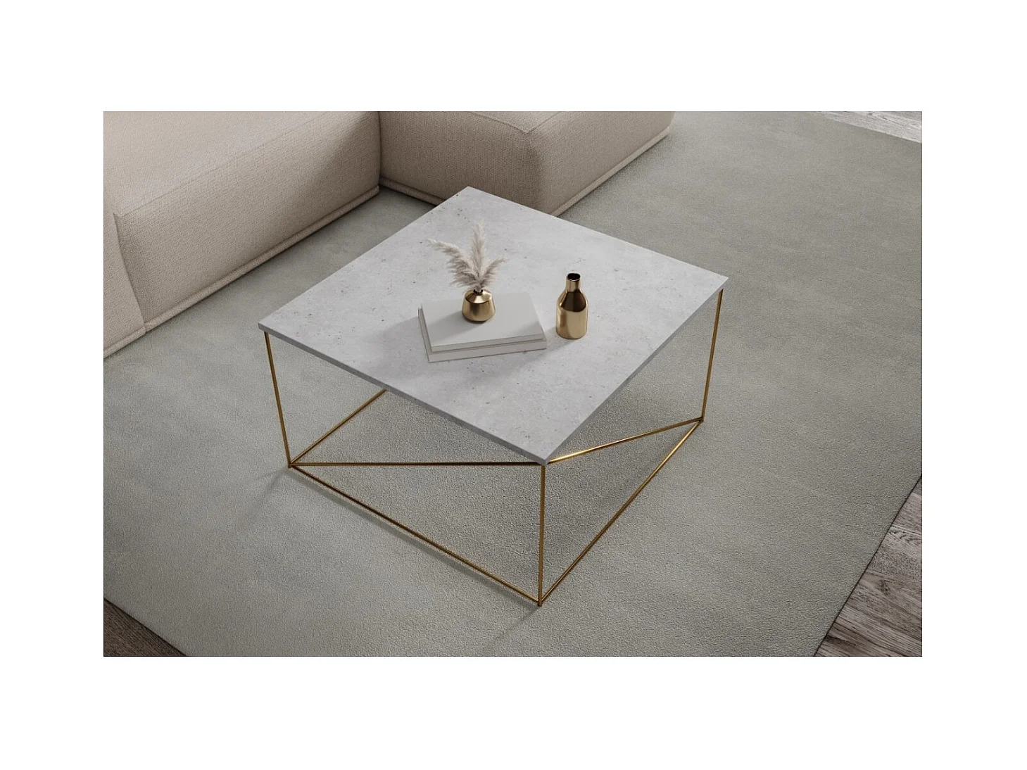 Table basse Elia Premium/Contreplaqué et métal/Or&Gris