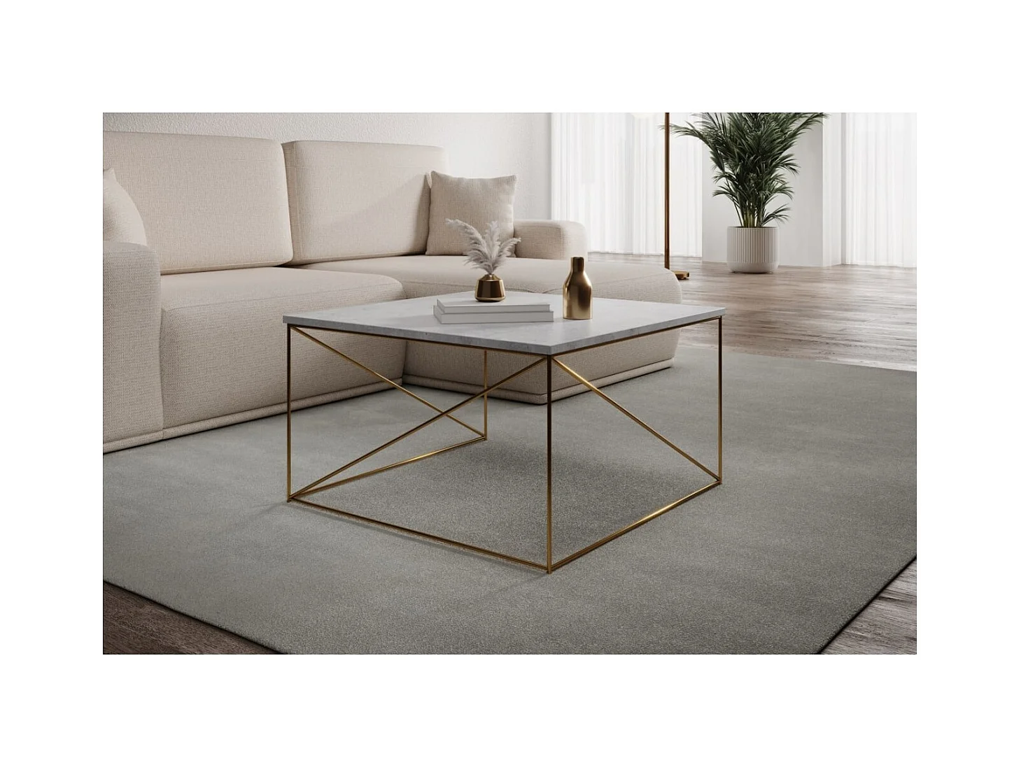 Table basse Elia Premium/Contreplaqué et métal/Or&Gris