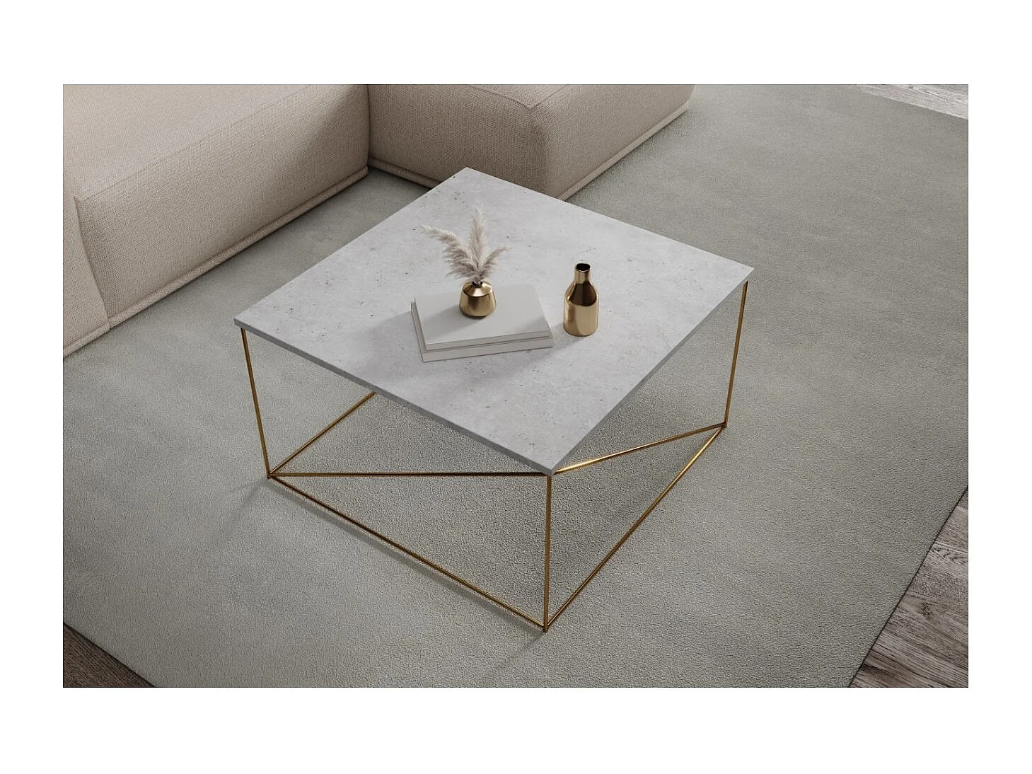 Couchtisch Elia Premium/Sperholz&Metall/Gold&Grau