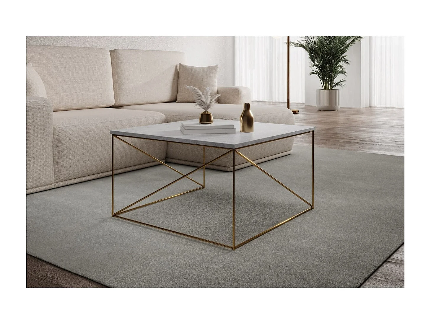 Couchtisch Elia Premium/Sperholz&Metall/Gold&Grau